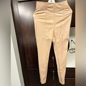 Jlux label  tan/crème faux leather croc effect pants. High waist.